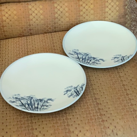 Blue Bamboo Tree Plates, Set of 2, 8.5” GORGEOUS - Picture 8 of 8